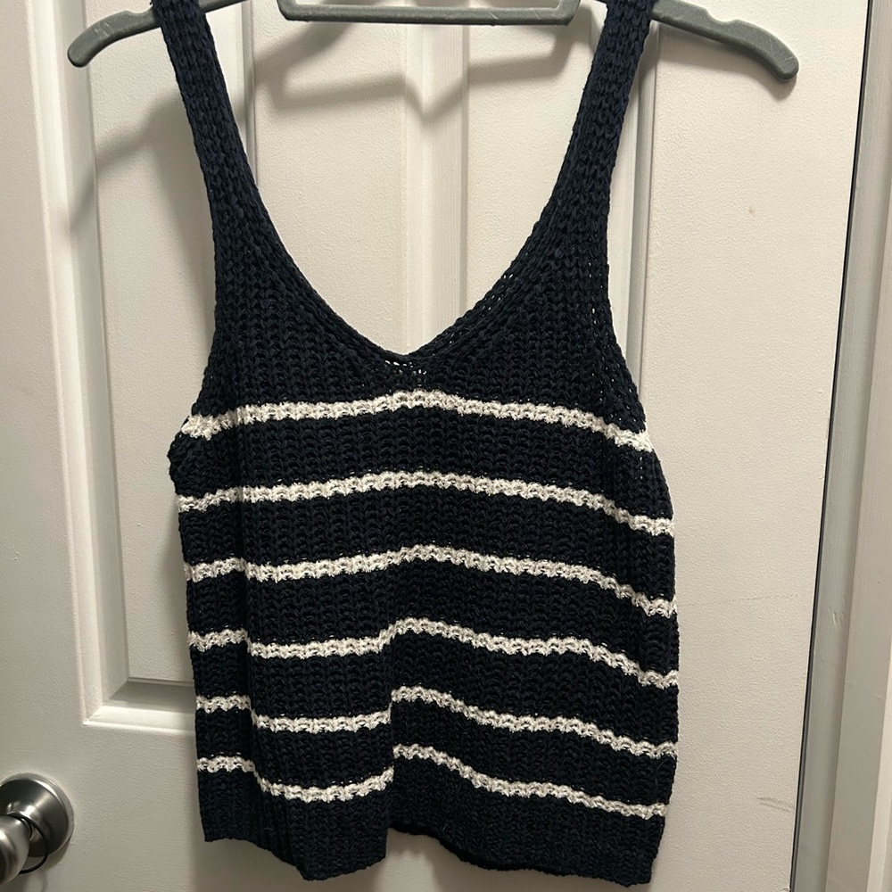 Blue Rain Striped Knit Tank Top
